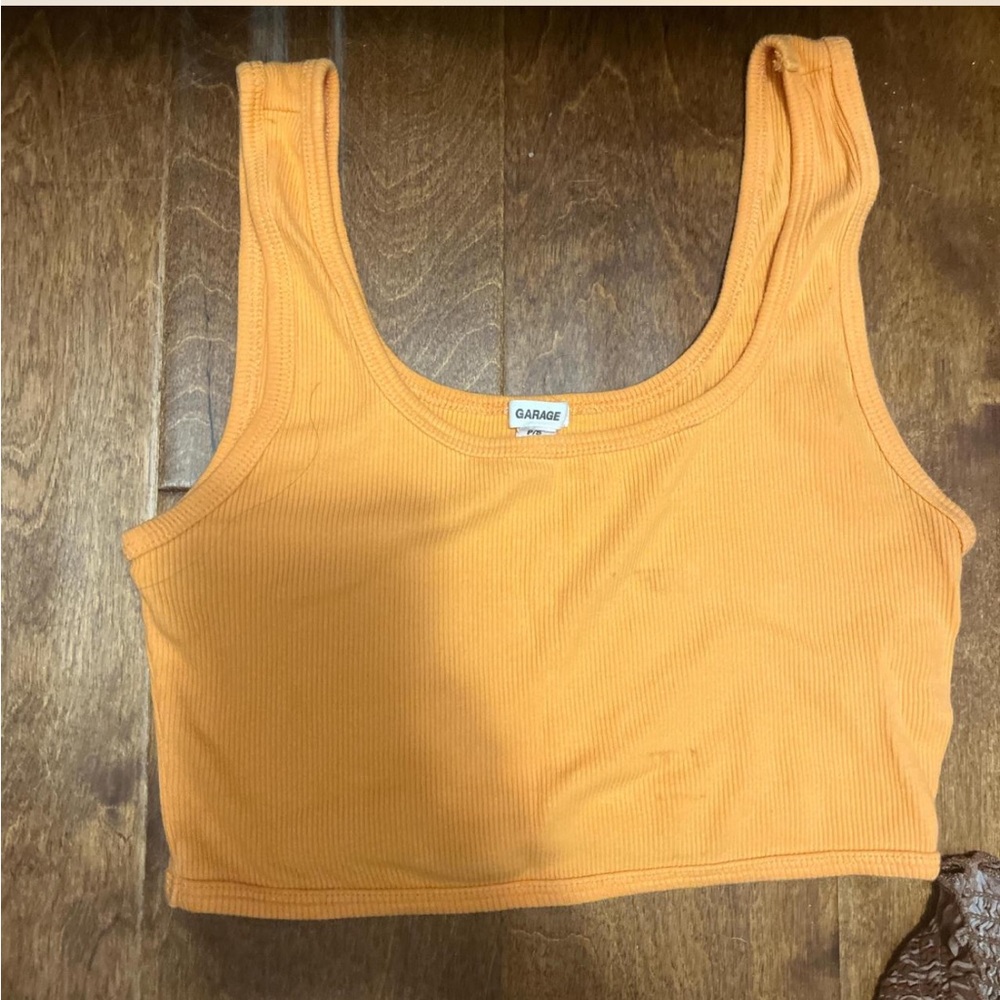 Garage Ribbed Cropped Tank - Orange